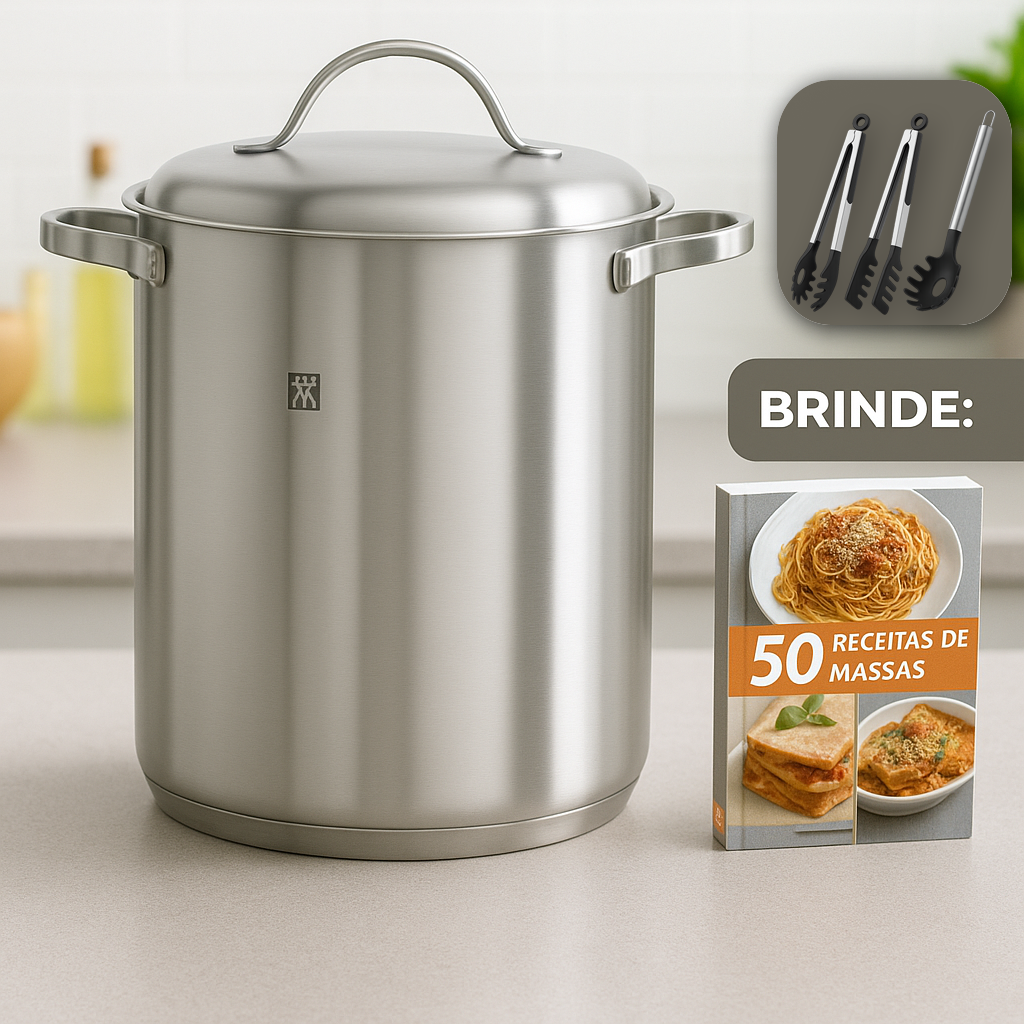 Panela de inox com cesto prático e brindes